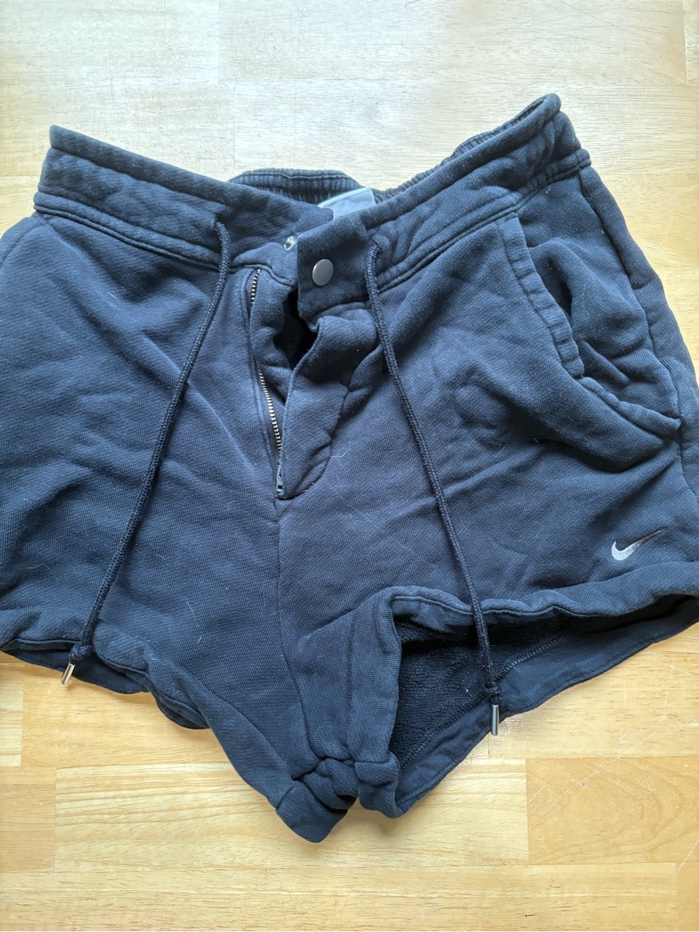 Nike Women's Black Athletic Fleece Shorts with Drawstring